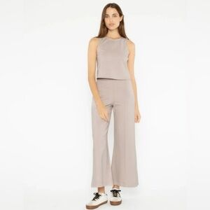 Wide Leg Crop Jumpsuit in Taupe